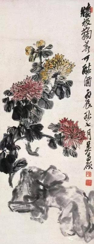 图:吴昌硕画作《墙根菊花可酤酒》/作者供图