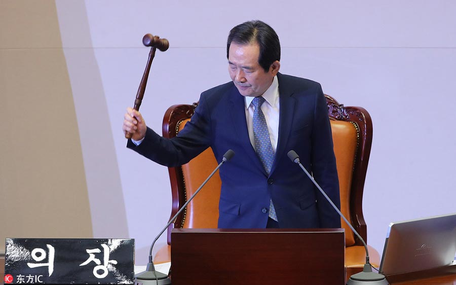 韓國總統朴槿惠彈劾案獲國會通過