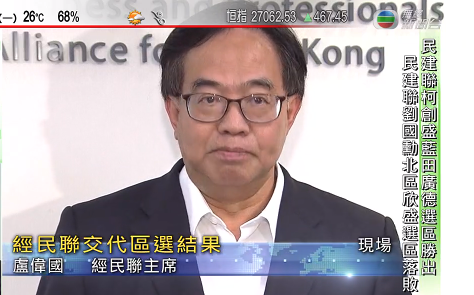 香港經民聯：選舉期間受黑暴威脅 感謝團隊努力