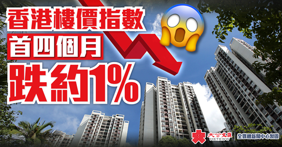 香港楼价指数首四个月跌约1%