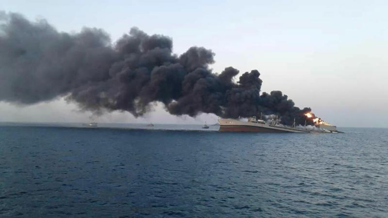 ﻿伊朗最大軍艦起火後沉沒