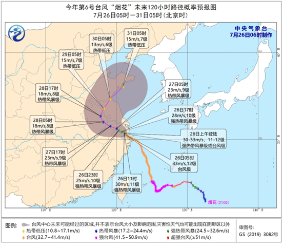 中央气象台继续发布台风橙色预警：“烟花”将再次登陆-小平平