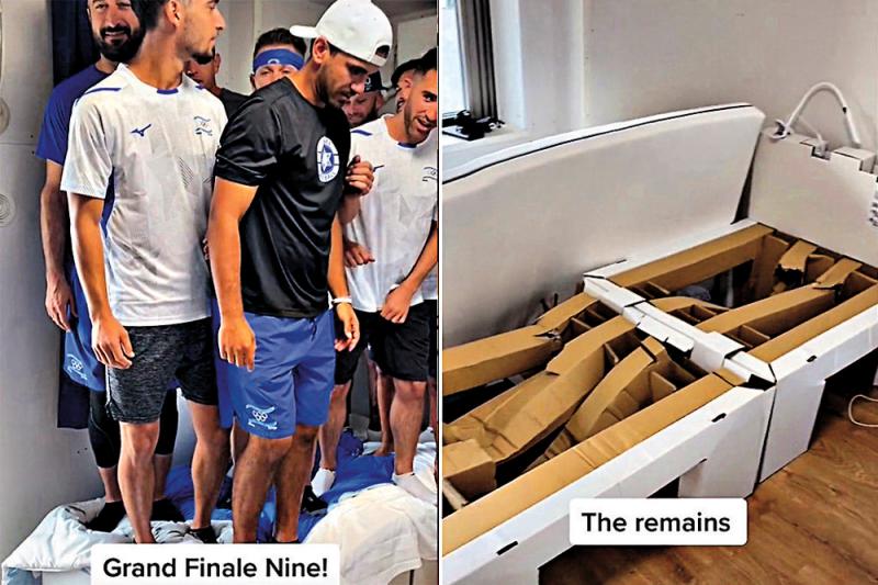 ﻿以色列九選手跳塌「紙板床」惹議