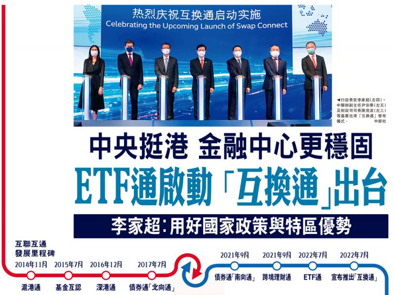 ETF通启动“互换通”出台 中央支持使港金融中心更稳固 
