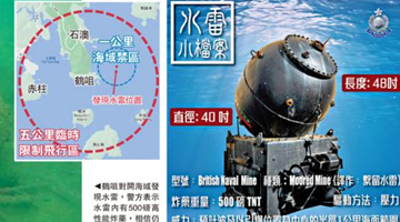 香港發現一枚含500磅高性能炸藥水雷 或為二戰時期英軍投放