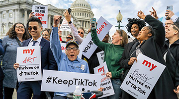 大批﻿网络名人美国会前示威 抗议华府打压TikTok