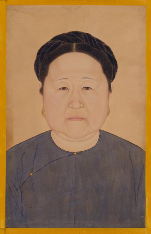图:佚名画家绘制的孝庄文皇后半身便装像,北京故宫博物院借展