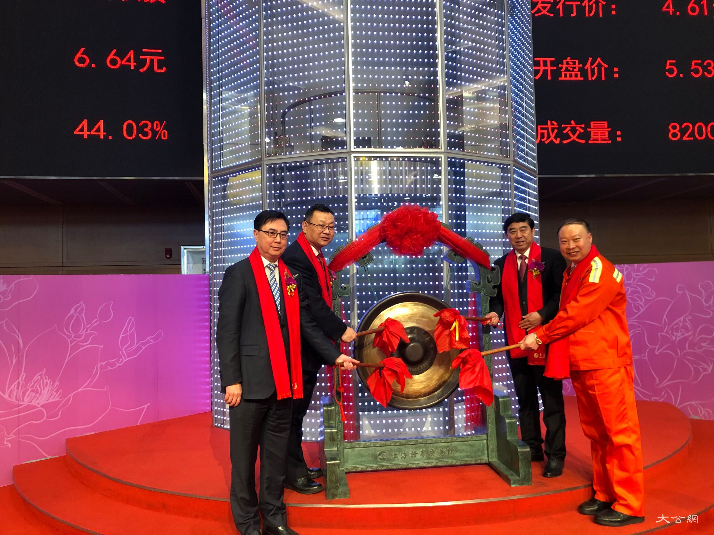 青岛港国际股份有限公司在上海证券交易所敲锣上市(丁春丽 摄)