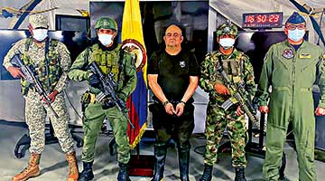 ﻿哥伦比亚最大毒枭落网 出动500士兵及22架直升机搜捕