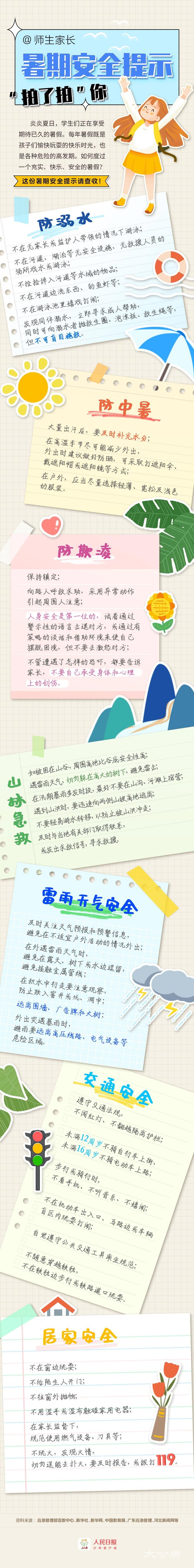 這份中小學(xué)暑期安全提示請(qǐng)查收！