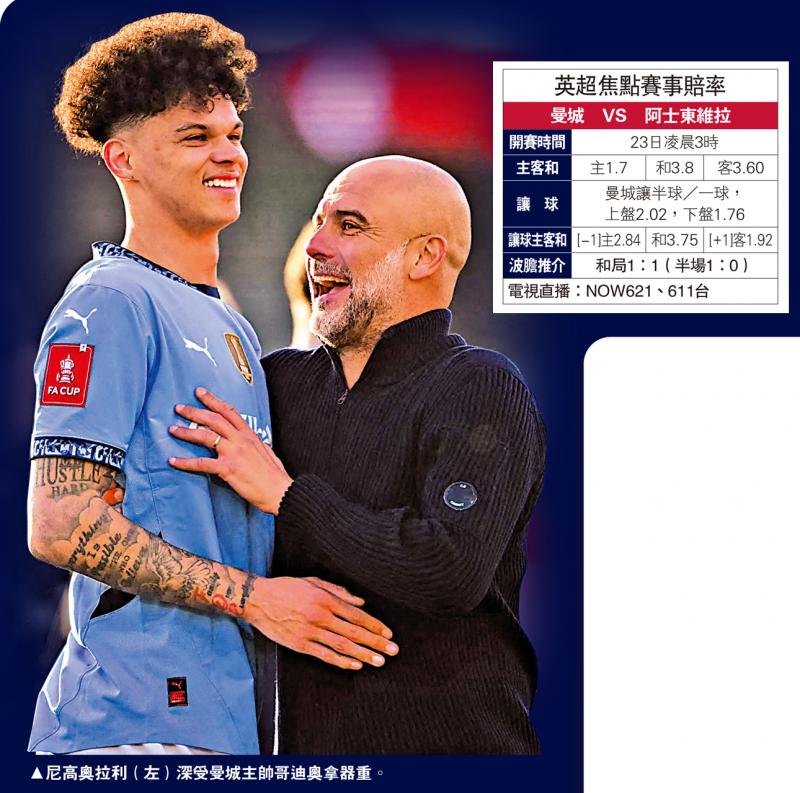 ﻿英超热话/尼高奥拉利崭露头角 曼城靠小将争入欧联