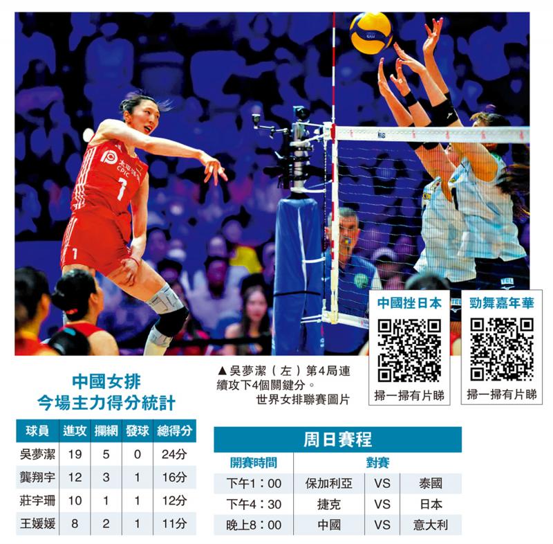 ﻿世界女排联赛/中国女排3：1勇挫日本队　重返亚洲第一