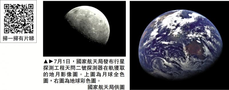 ﻿天问二号在轨运行月馀 发回地月影像
