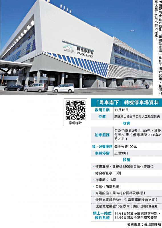 ﻿现场直击/便利粤车南下旅客 泊位拟增至3000个 “转机停车场”全自动泊车 下周末启用