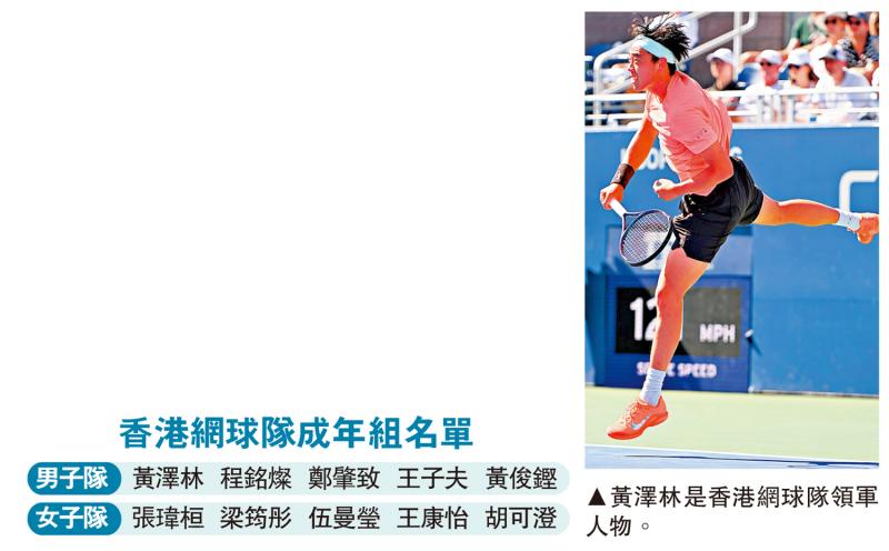 ﻿港网球队全运列阵　黄泽林领衔