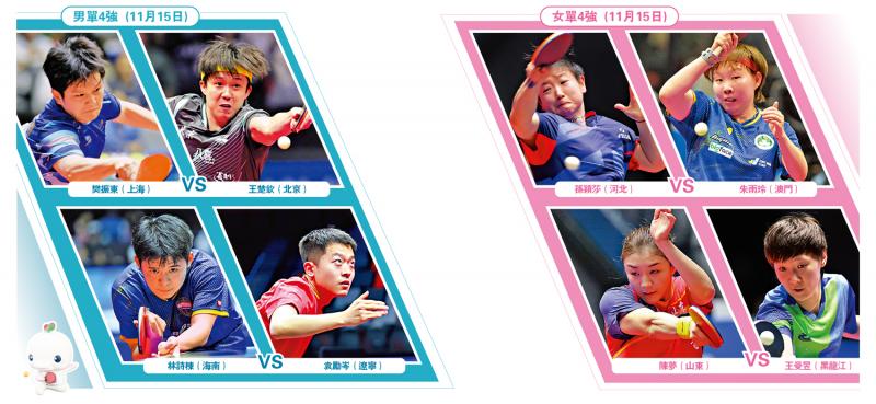 ﻿全运+乒乓球/全运乒球“神仙打架”　男女单4强明激战