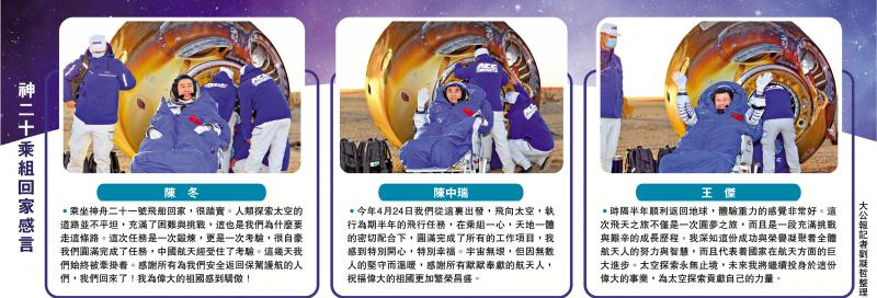 ﻿神二十乘组回家感言